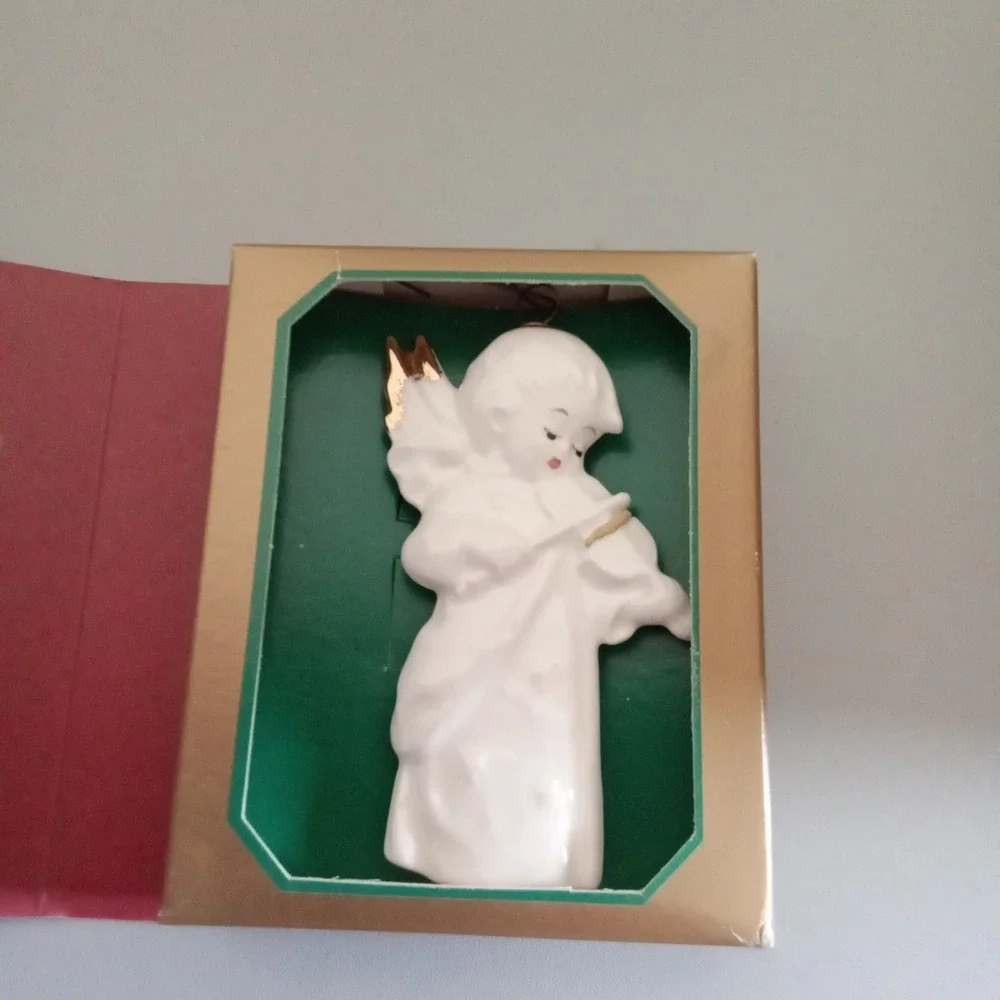 Goebel Hummel Celestial Musician Christmas Angel Ornament 136 Hum 578 White Gold